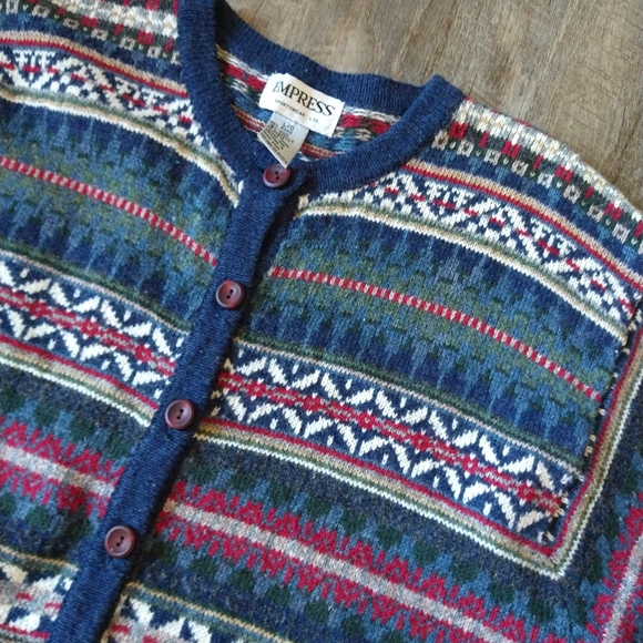 vintage 80's 90's BUTTON FRONT CARDIGAN sweater L - Picture 7 of 9